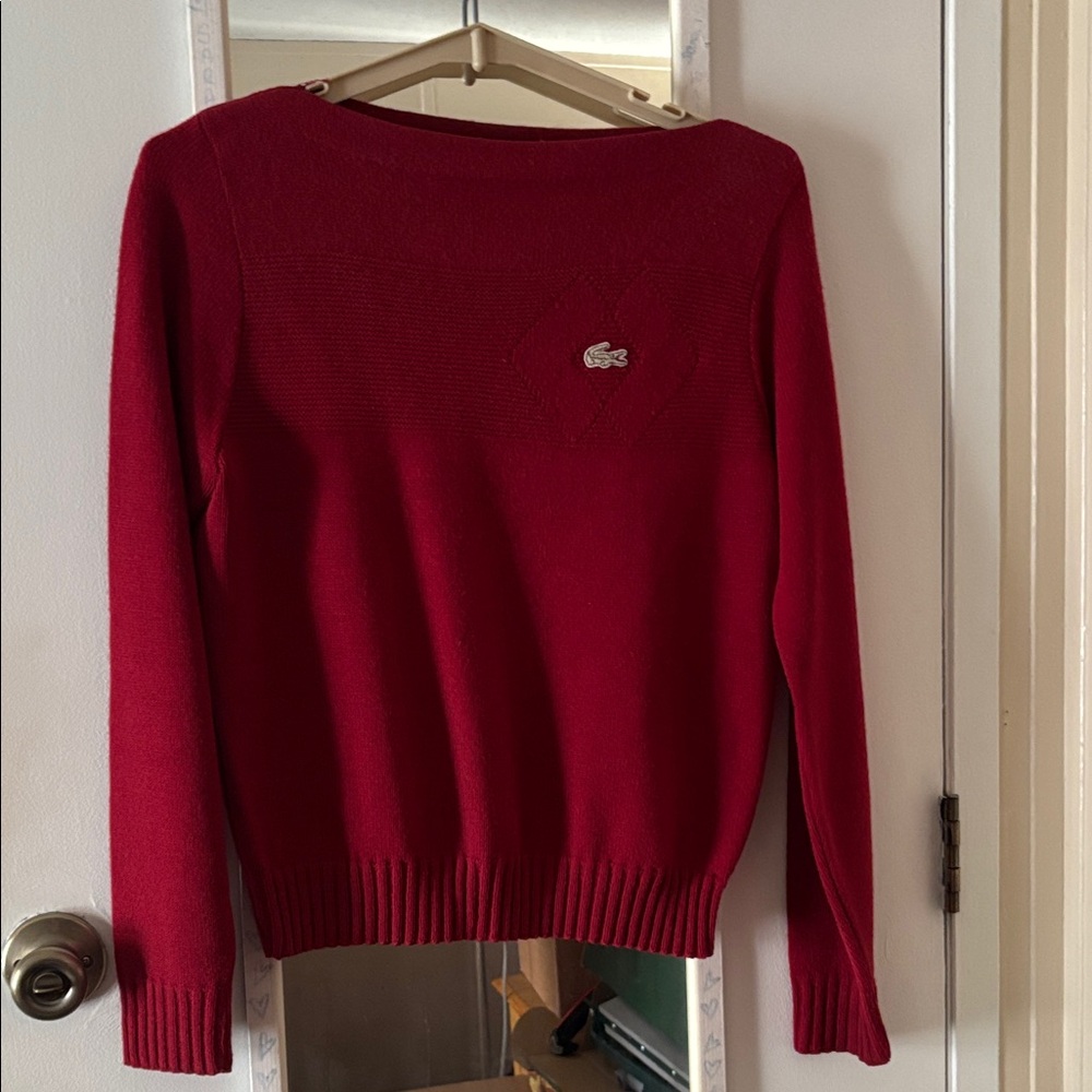 Lacoste Women's Rich Red Crew Neck Sweater
